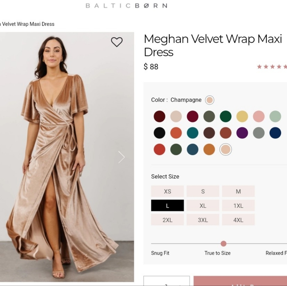 Baltic Born Meghan Wrap Dress, Champagne, 1XL